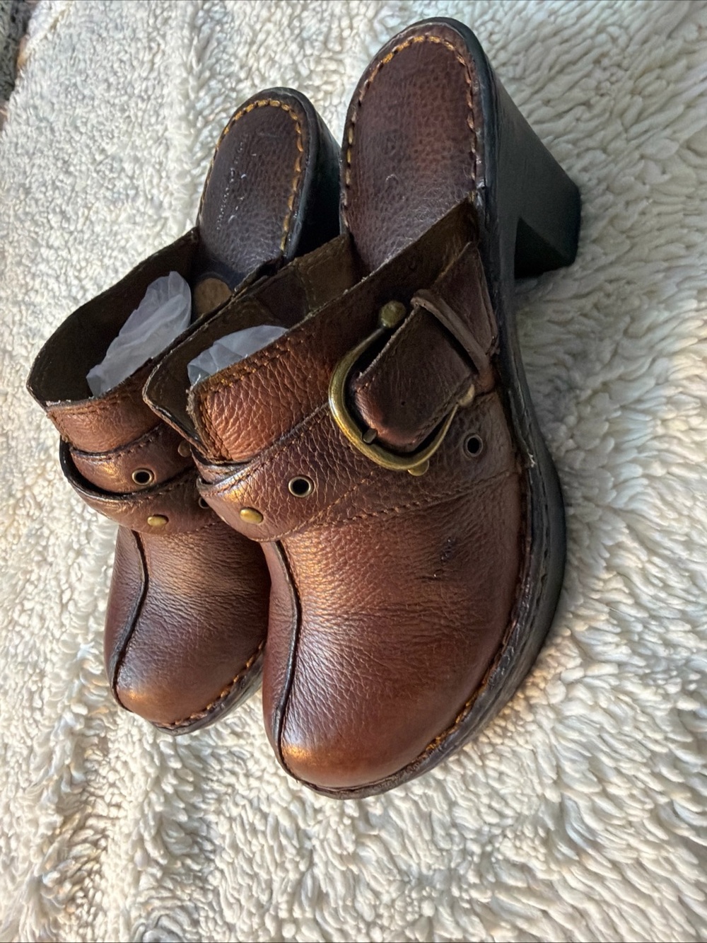 BOC comfort shoes Brown Leather Clog Shoes size 9 - Picture 3 of 13